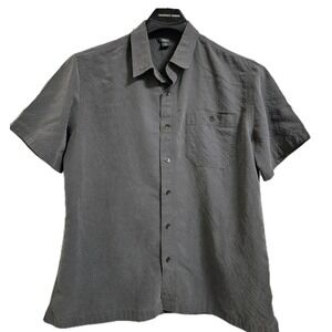 Royal Robbins Button Up Standard Short Sleeve Shirt Mens XL Gray Check Pockets *